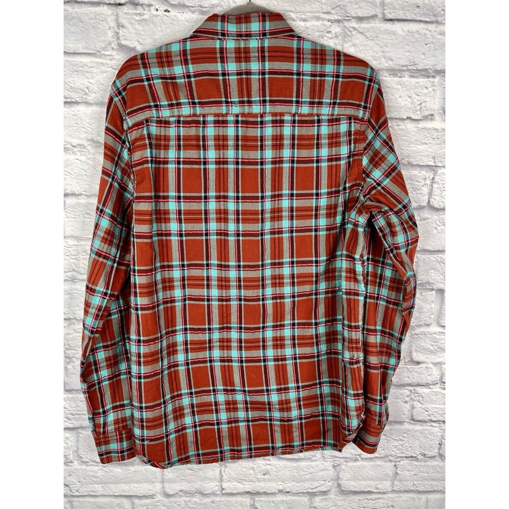 SCOTCH AND SODA AMSTERDAM Men's Burnt Orange Turquoise Plaid Button Down Large - Picture 6 of 6